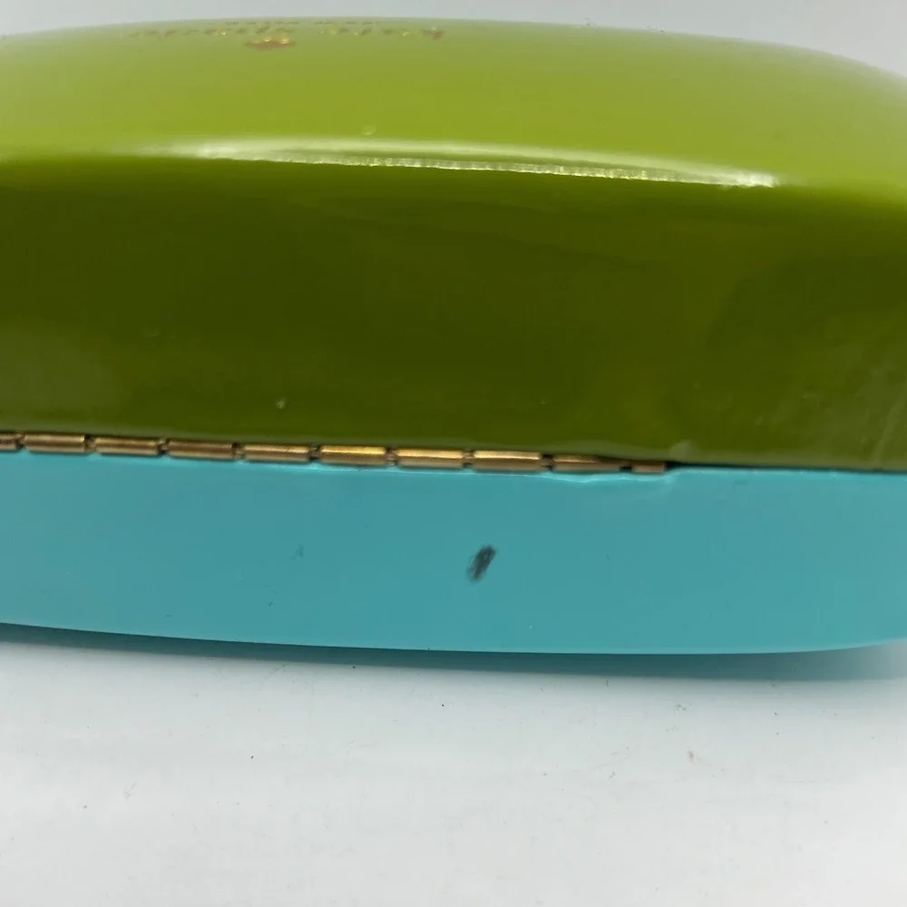 Kate Spade Eyeglass Case Turquoise Green Eye Print Retro Glam Coquette